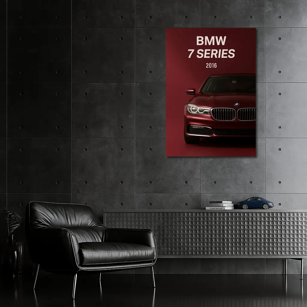 BMW 7 Series 2016 Dark Red Background – Wall Art