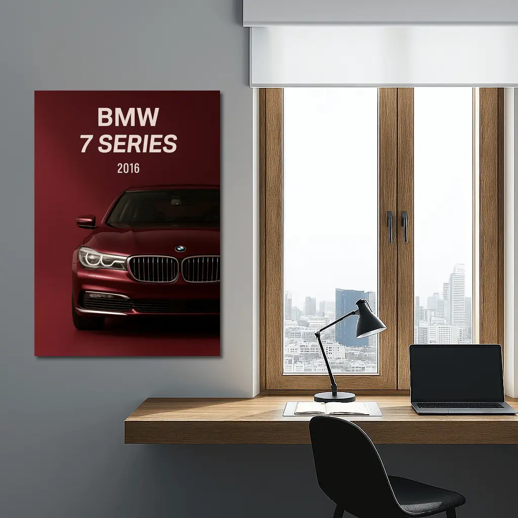 BMW 7 Series 2016 Dark Red Background – Wall Art