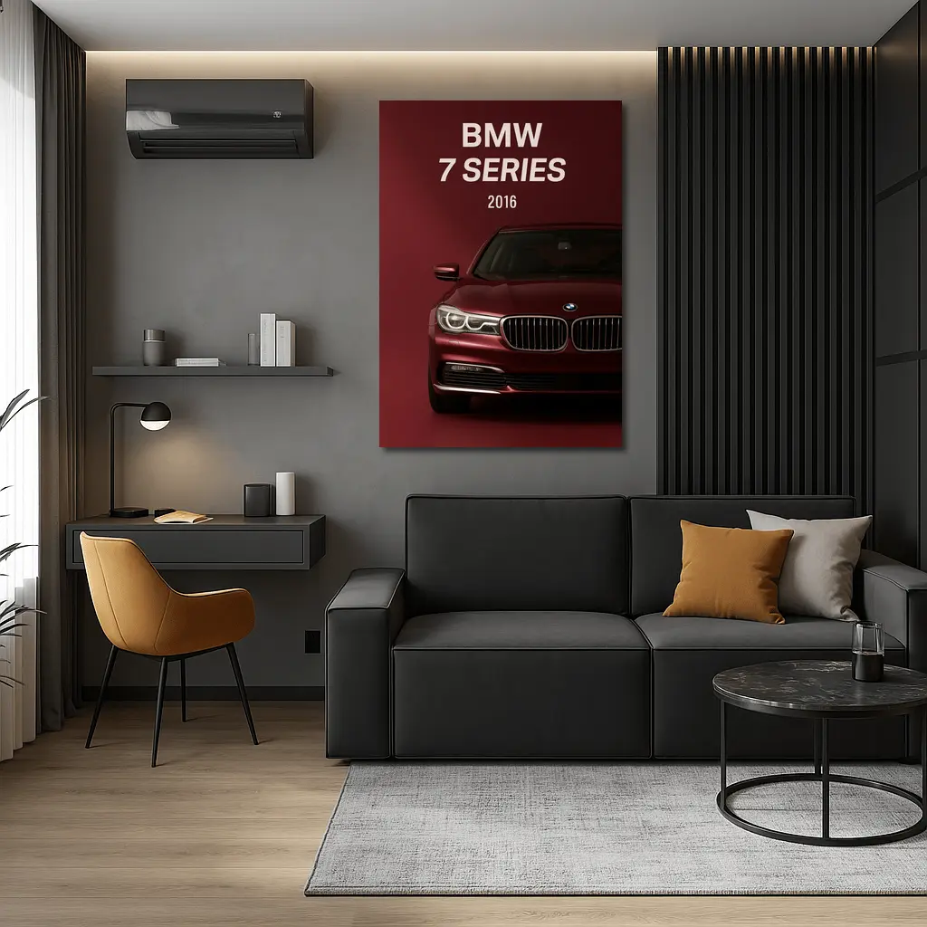 BMW 7 Series 2016 Dark Red Background – Wall Art