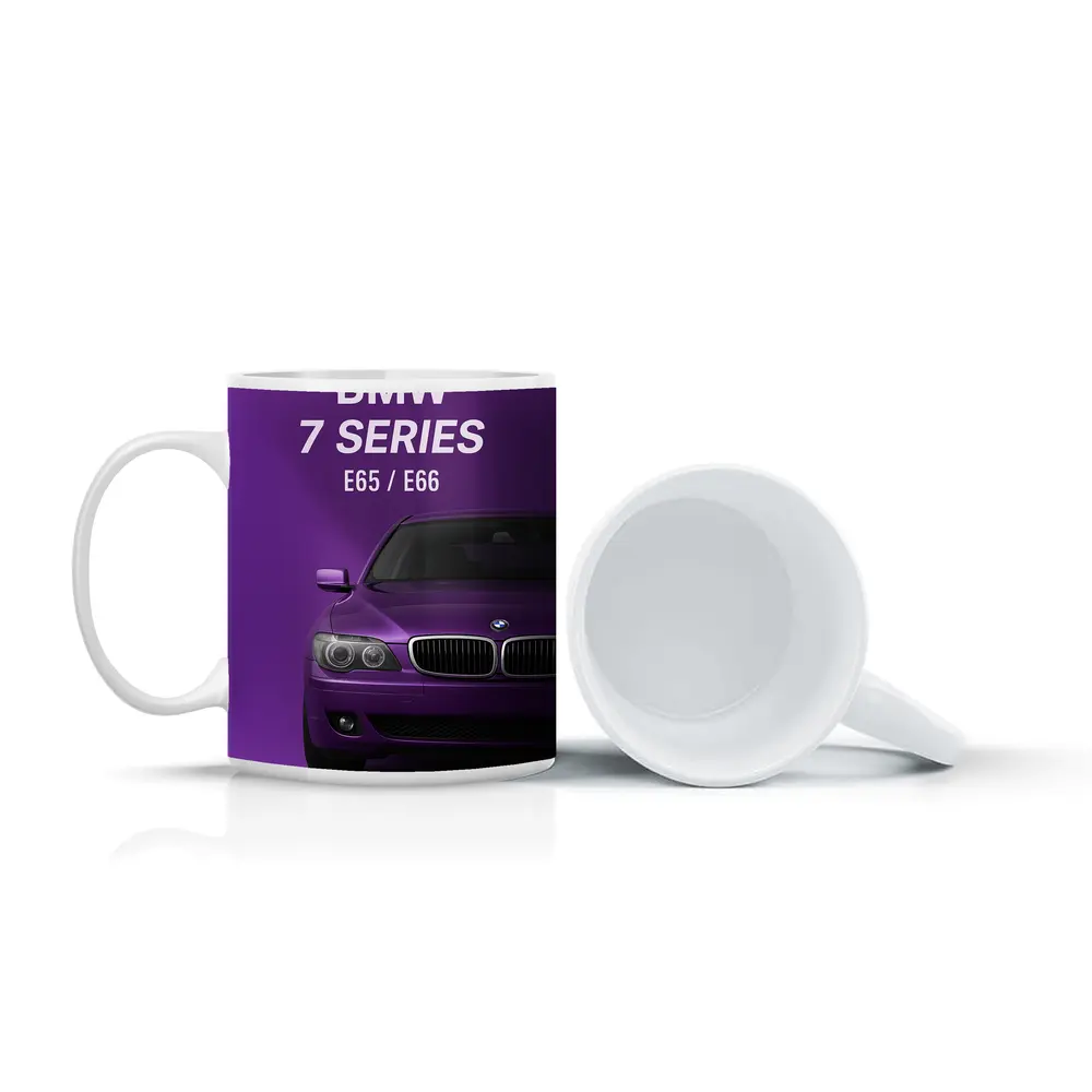 BMW Seven Series E65 Purple Background Art – Mugs
