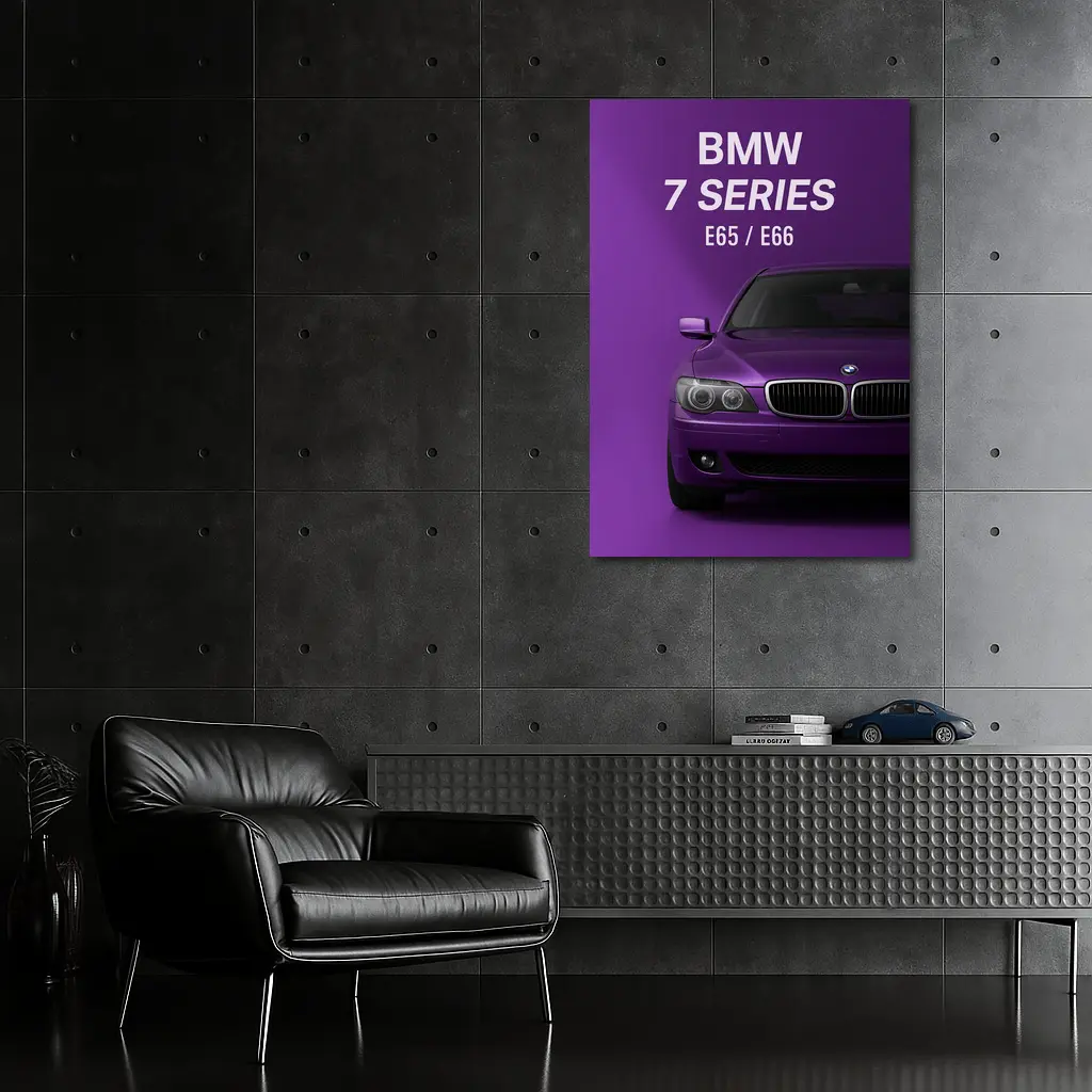 BMW Seven Series E65 Purple Background Art – Wall Art