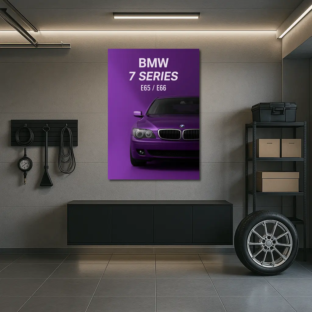 BMW Seven Series E65 Purple Background Art – Wall Art