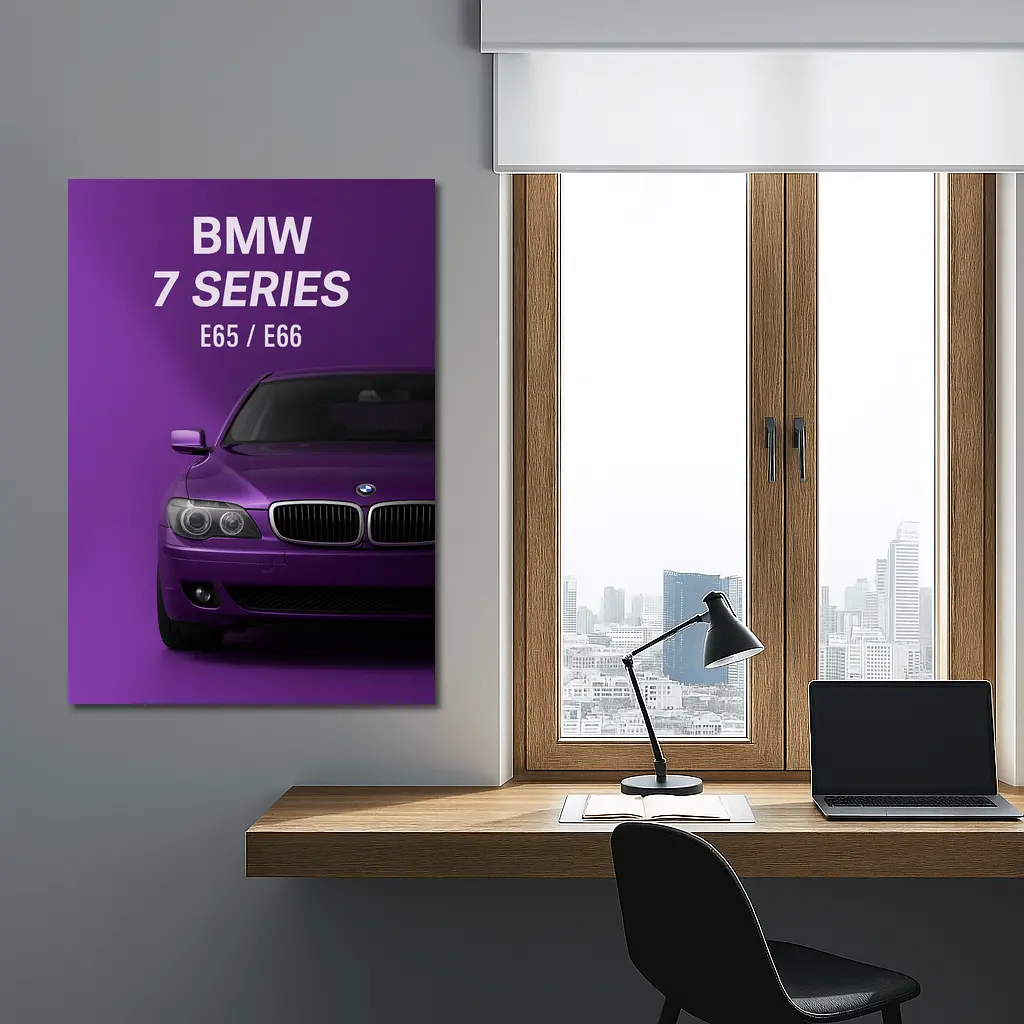 BMW Seven Series E65 Purple Background Art – Wall Art