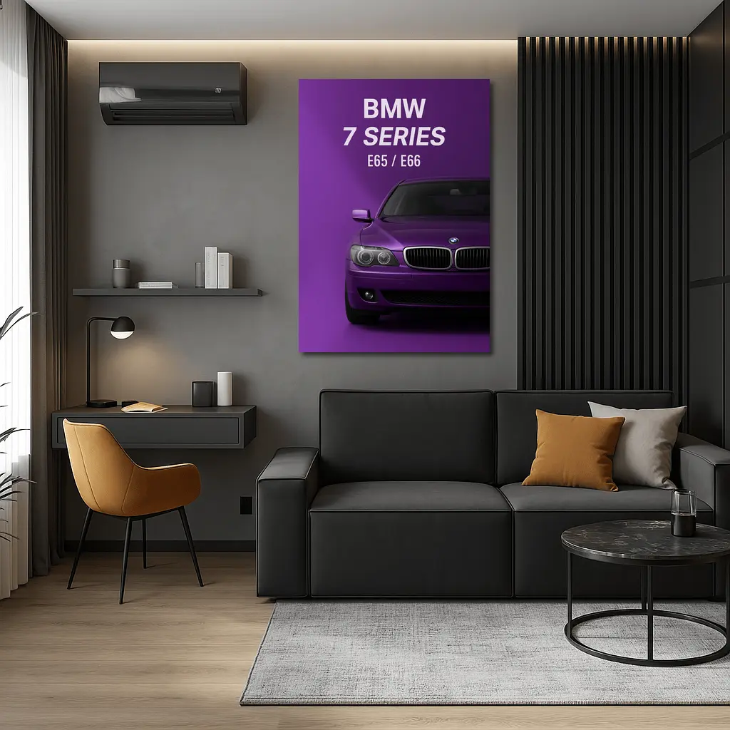 BMW Seven Series E65 Purple Background Art – Wall Art