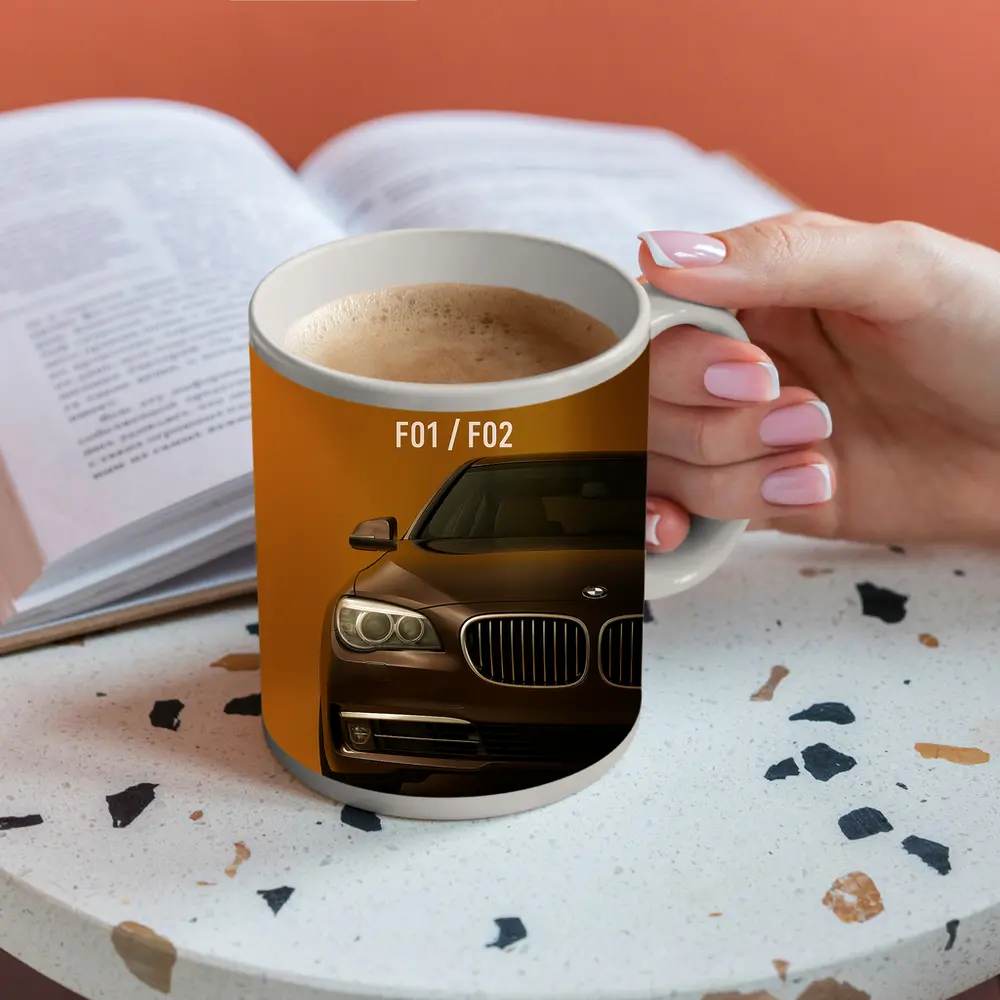 BMW Seven Series F01 F02 Brown Background – Mugs