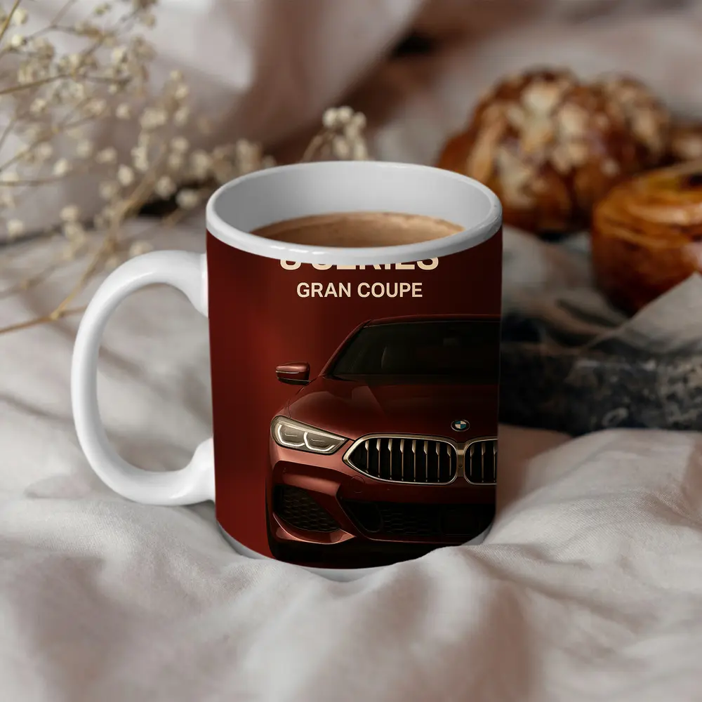BMW Eight Series Gran Coupe Red Background – Mugs