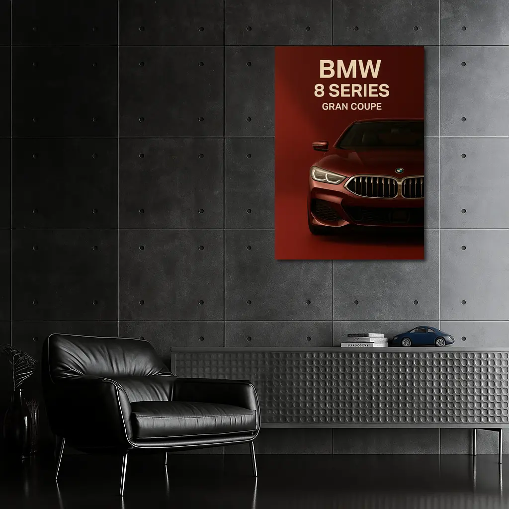 BMW Eight Series Gran Coupe Red Background – Wall Art