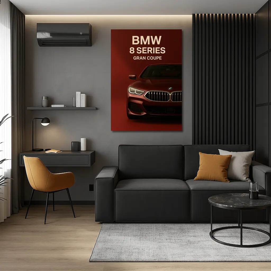 BMW Eight Series Gran Coupe Red Background – Wall Art