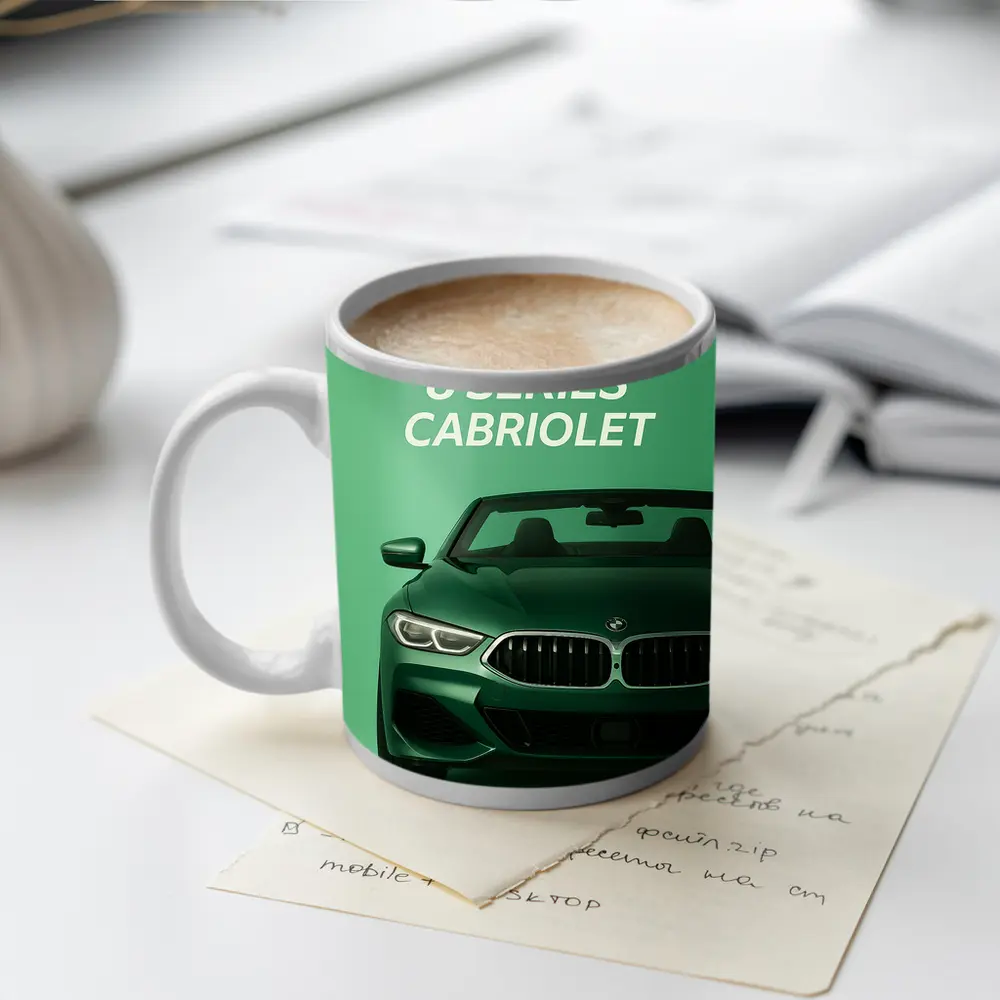 BMW Eight Series Cabriolet Green Background – Mugs