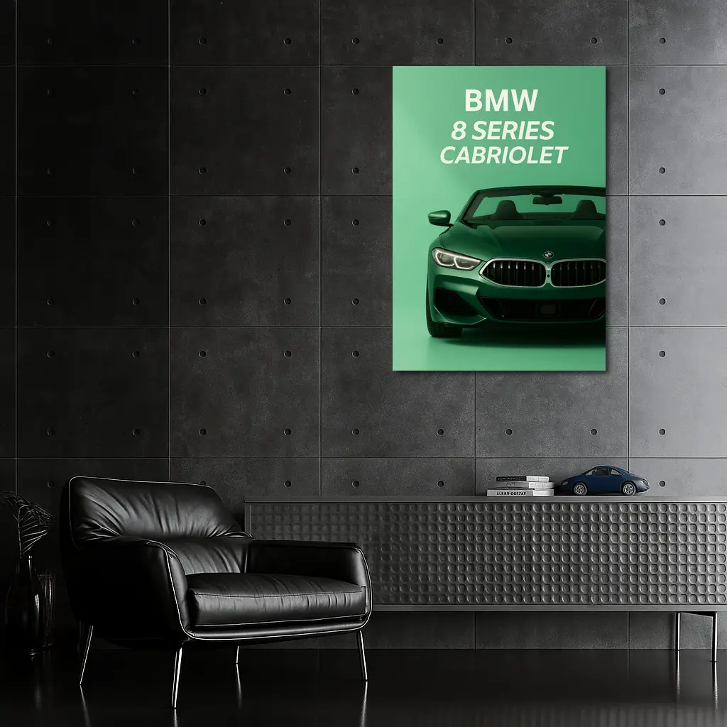 BMW Eight Series Cabriolet Green Background – Wall Art