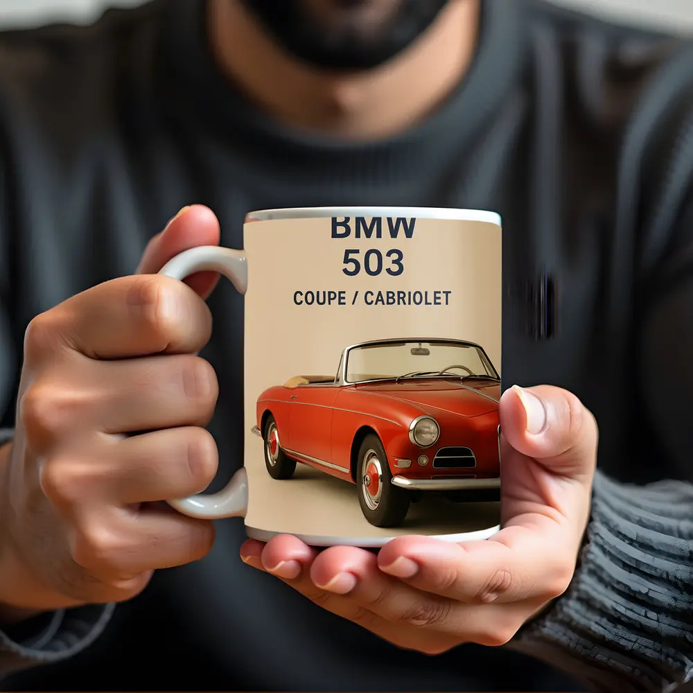 BMW 503 Cabriolet Classic Red Car Art – Mugs