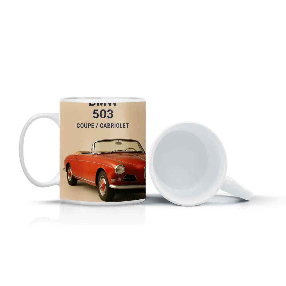 BMW 503 Cabriolet Classic Red Car Art – Mugs