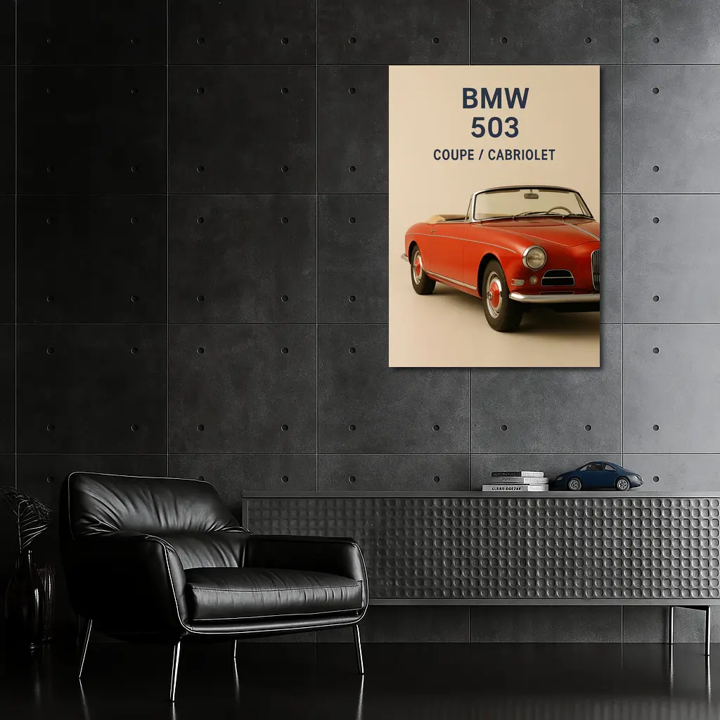 BMW 503 Cabriolet Classic Red Car Art – Wall Art