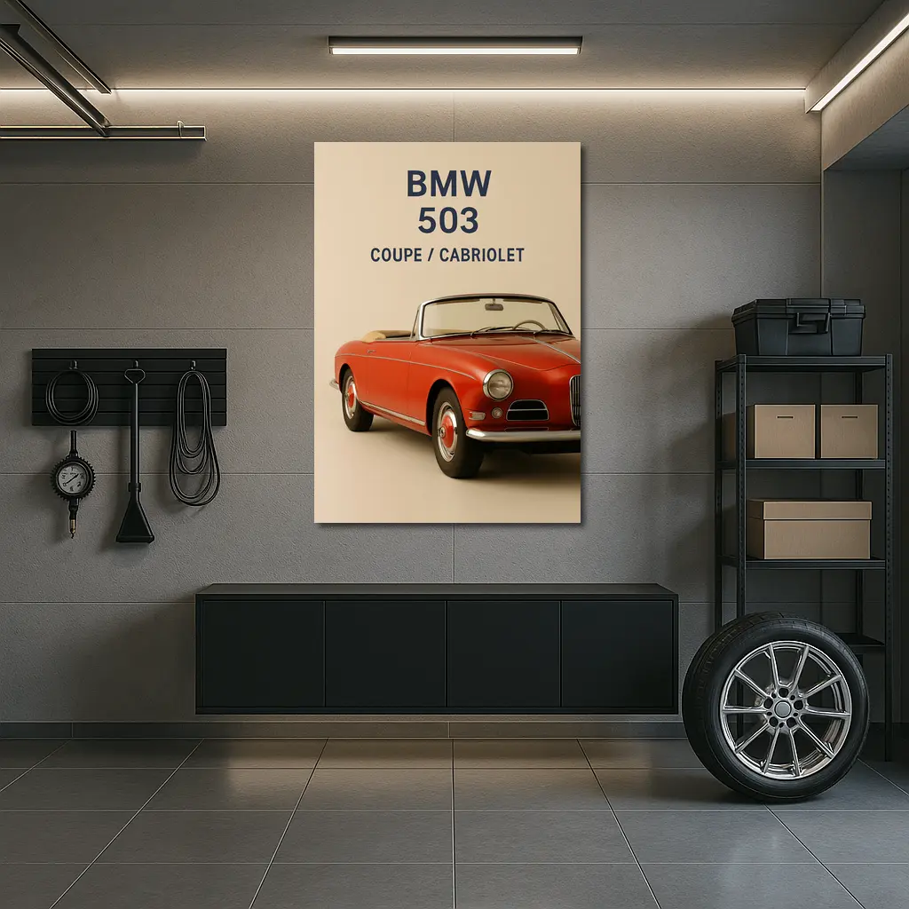 BMW 503 Cabriolet Classic Red Car Art – Wall Art