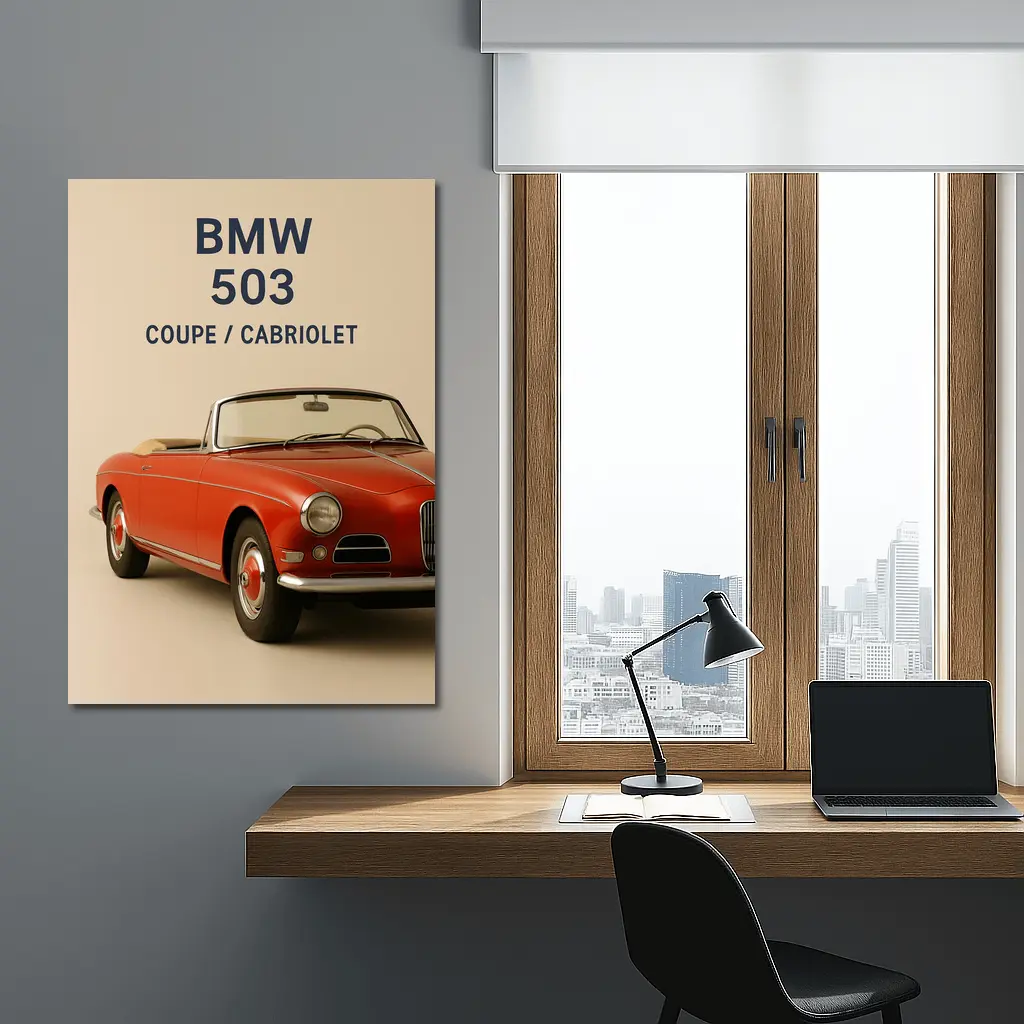 BMW 503 Cabriolet Classic Red Car Art – Wall Art