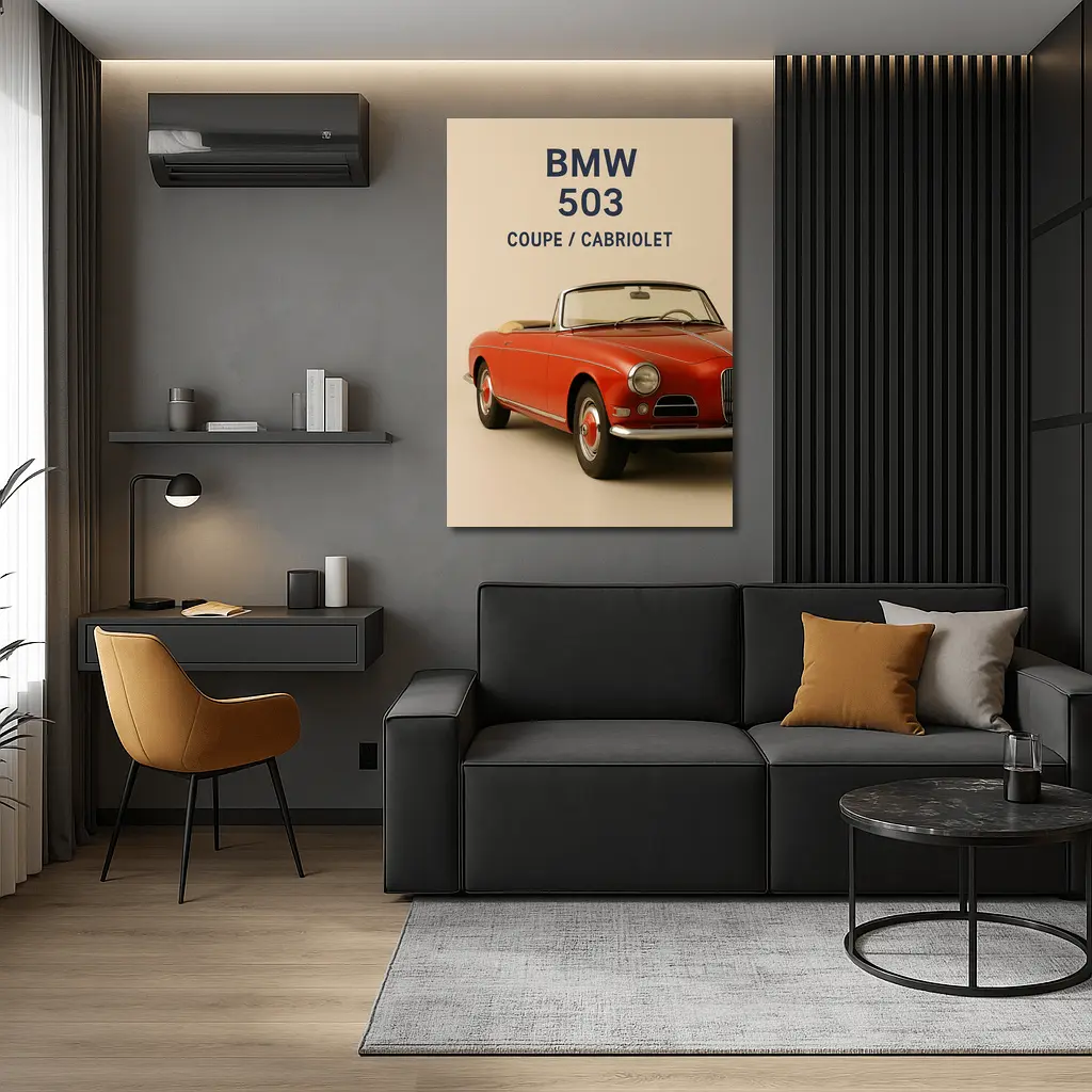 BMW 503 Cabriolet Classic Red Car Art – Wall Art
