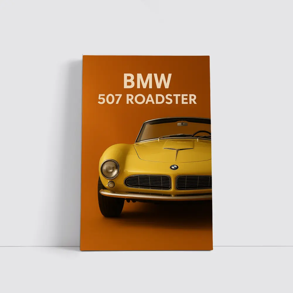 BMW 507 Roadster Classic Orange Background – Wall Art