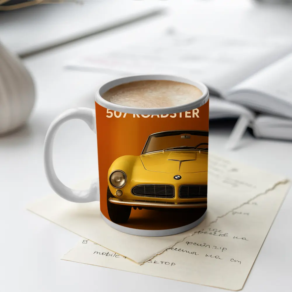 BMW 507 Roadster Classic Orange Background – Mugs