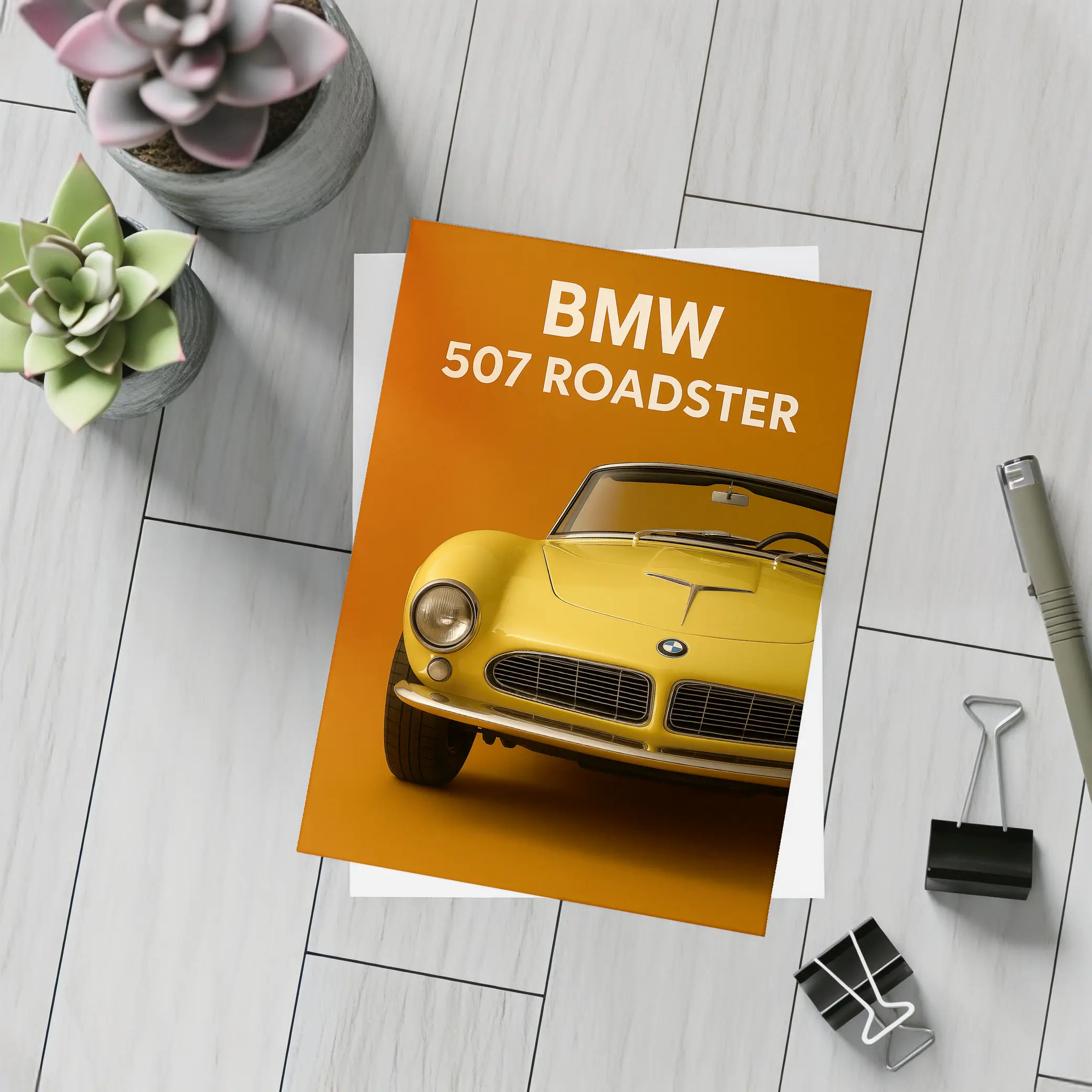 BMW 507 Roadster Classic Orange Background – Postcards