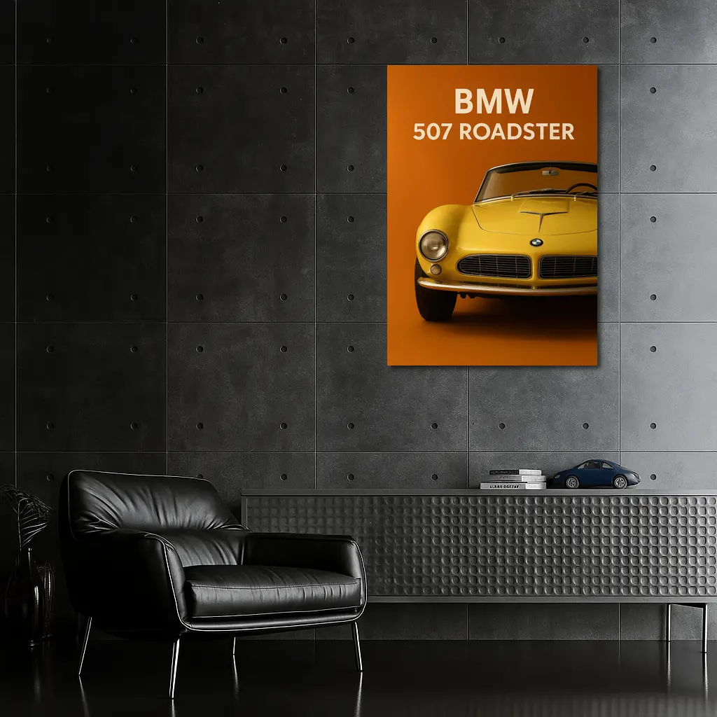 BMW 507 Roadster Classic Orange Background – Wall Art