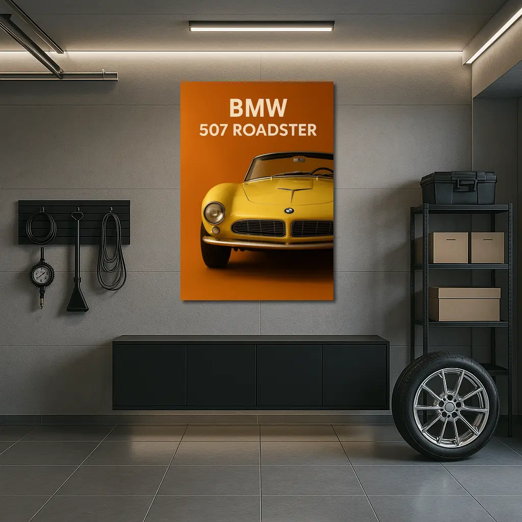 BMW 507 Roadster Classic Orange Background – Wall Art