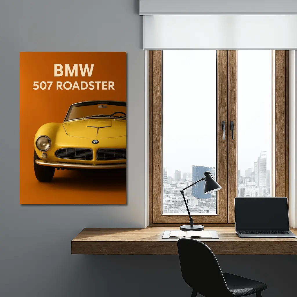 BMW 507 Roadster Classic Orange Background – Wall Art