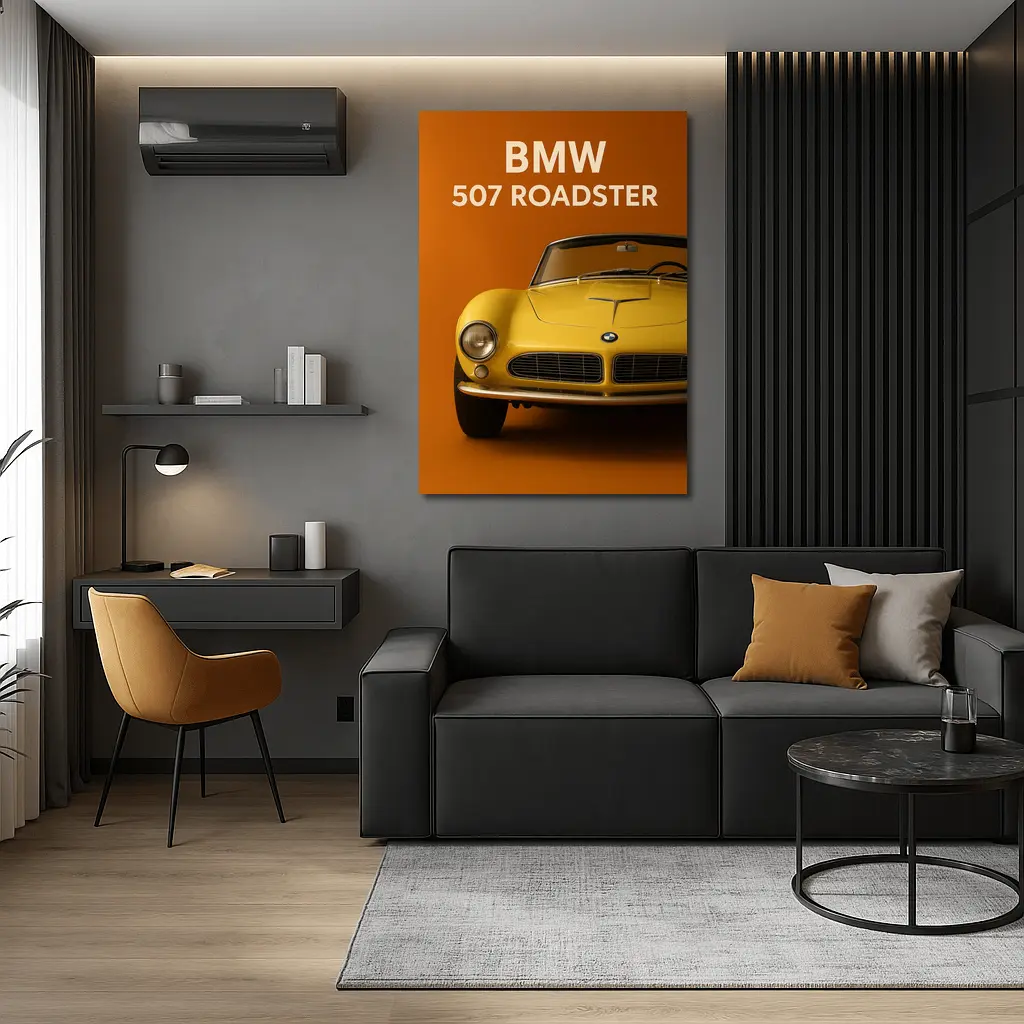 BMW 507 Roadster Classic Orange Background – Wall Art