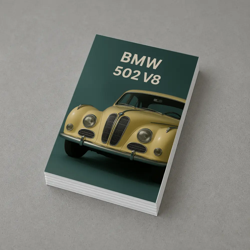 BMW 502 V8 Classic Car Green Background – Postcards