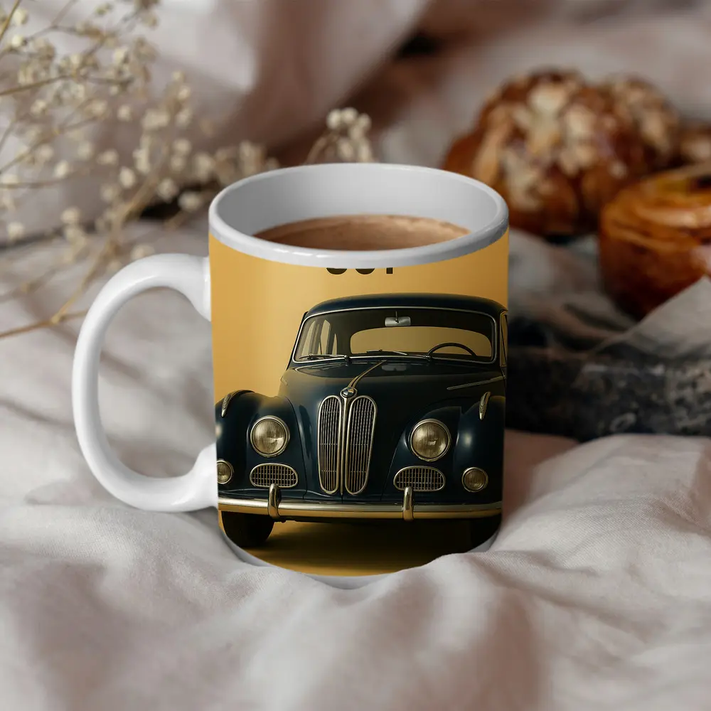 BMW 501 Classic Car Beige Background – Mugs
