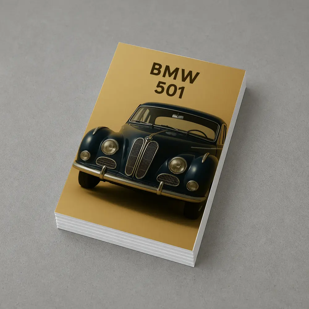 BMW 501 Classic Car Beige Background – Postcards