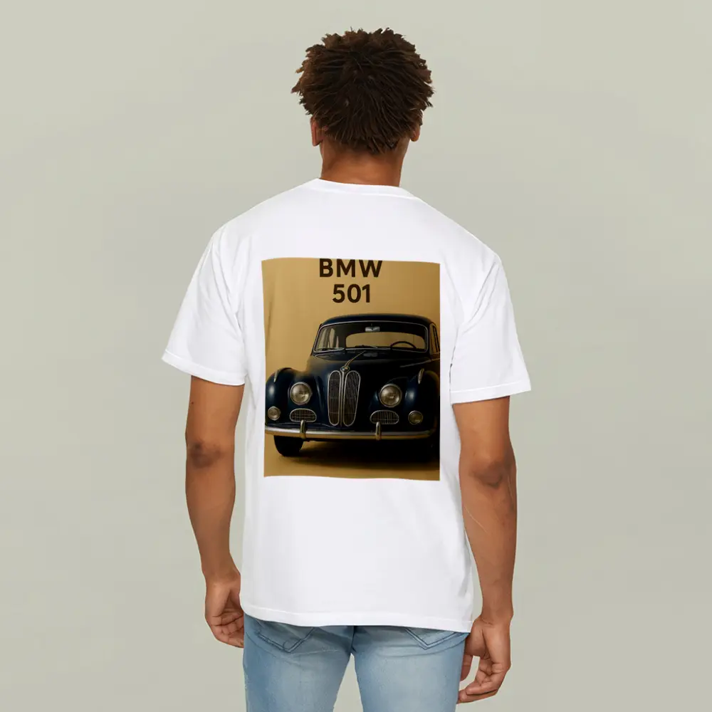 BMW 501 Classic Car Beige Background – T-Shirts