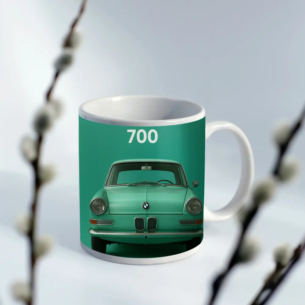 BMW 700 Classic Car Green Background – Mugs