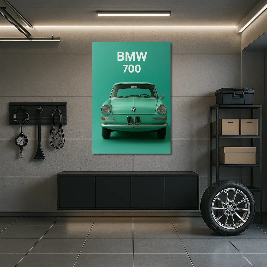 BMW 700 Classic Car Green Background – Wall Art