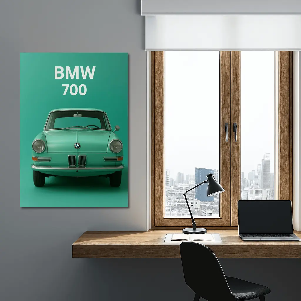 BMW 700 Classic Car Green Background – Wall Art