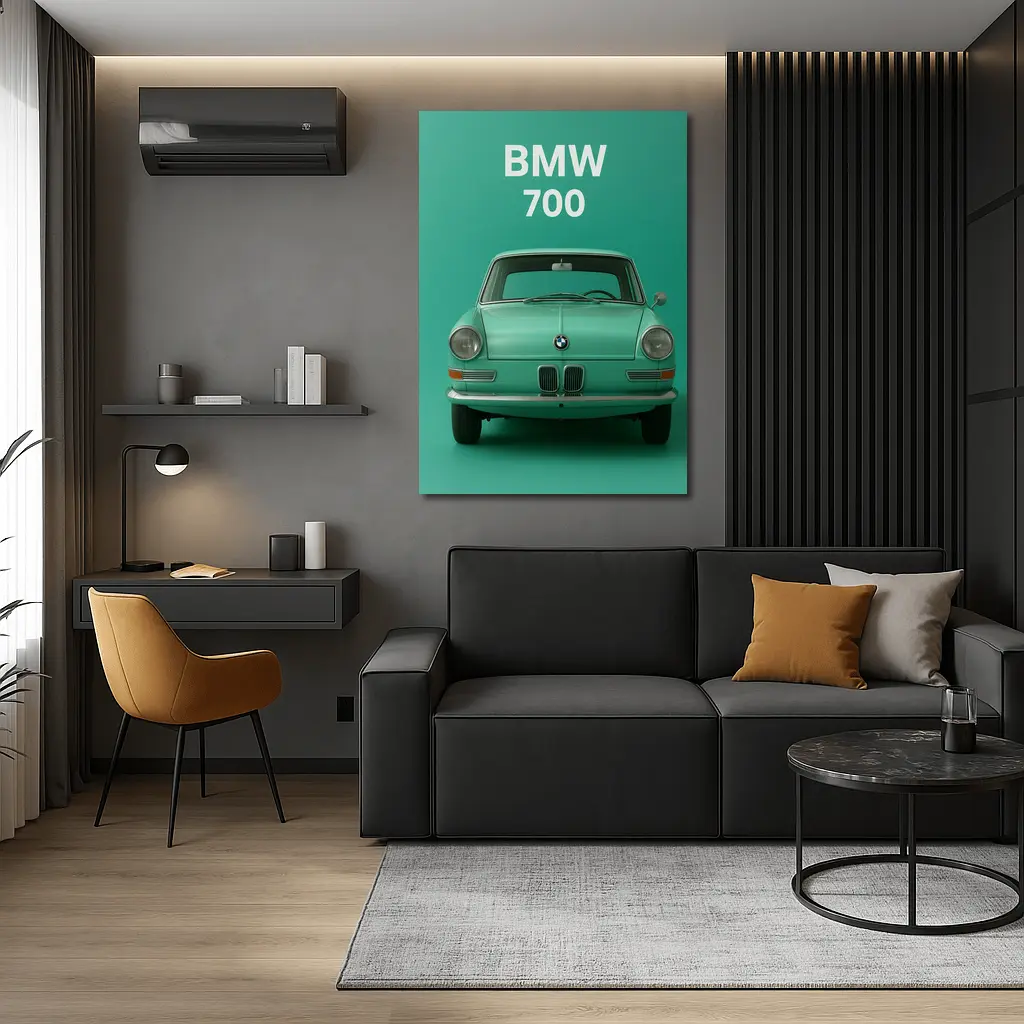 BMW 700 Classic Car Green Background – Wall Art