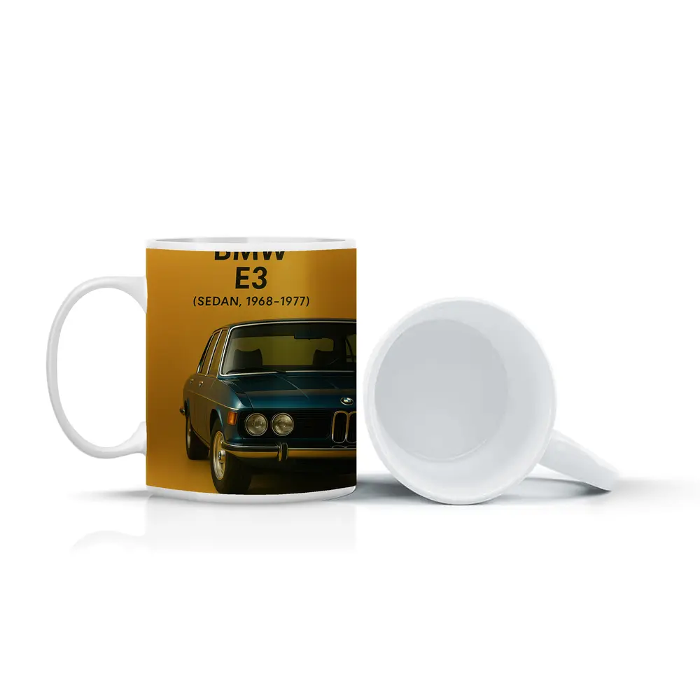 BMW E3 Sedan Classic Car Gold Background – Mugs