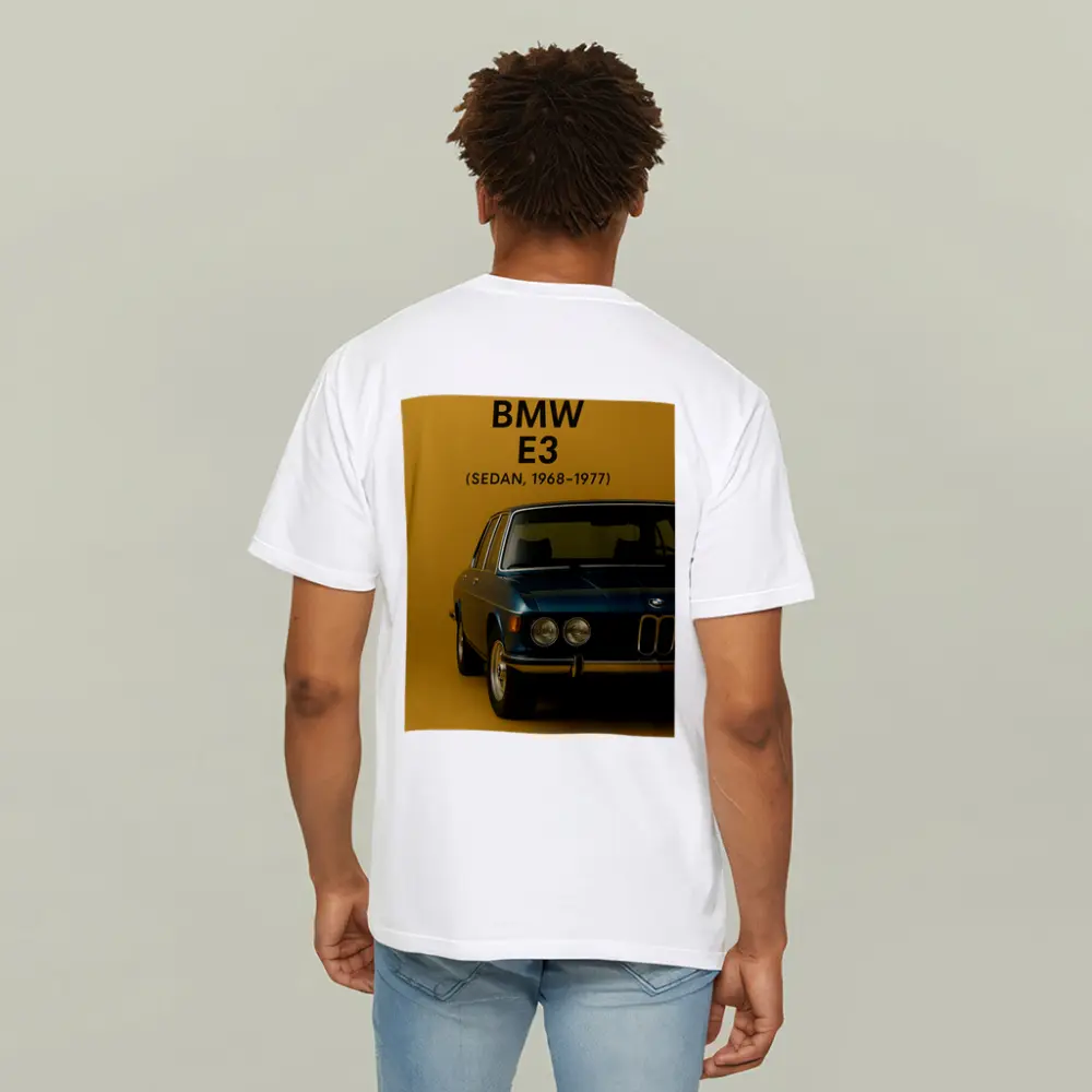 BMW E3 Sedan Classic Car Gold Background – T-Shirts