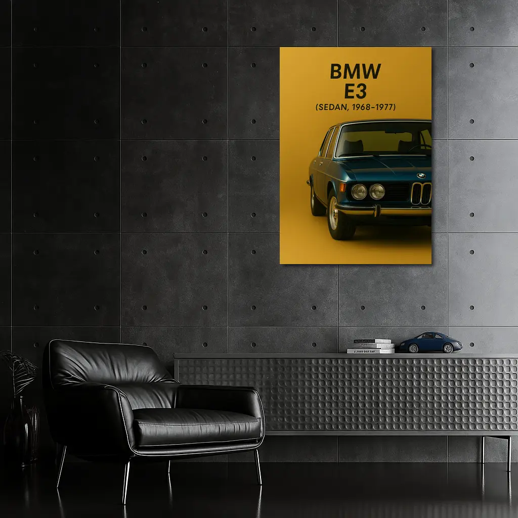BMW E3 Sedan Classic Car Gold Background – Wall Art