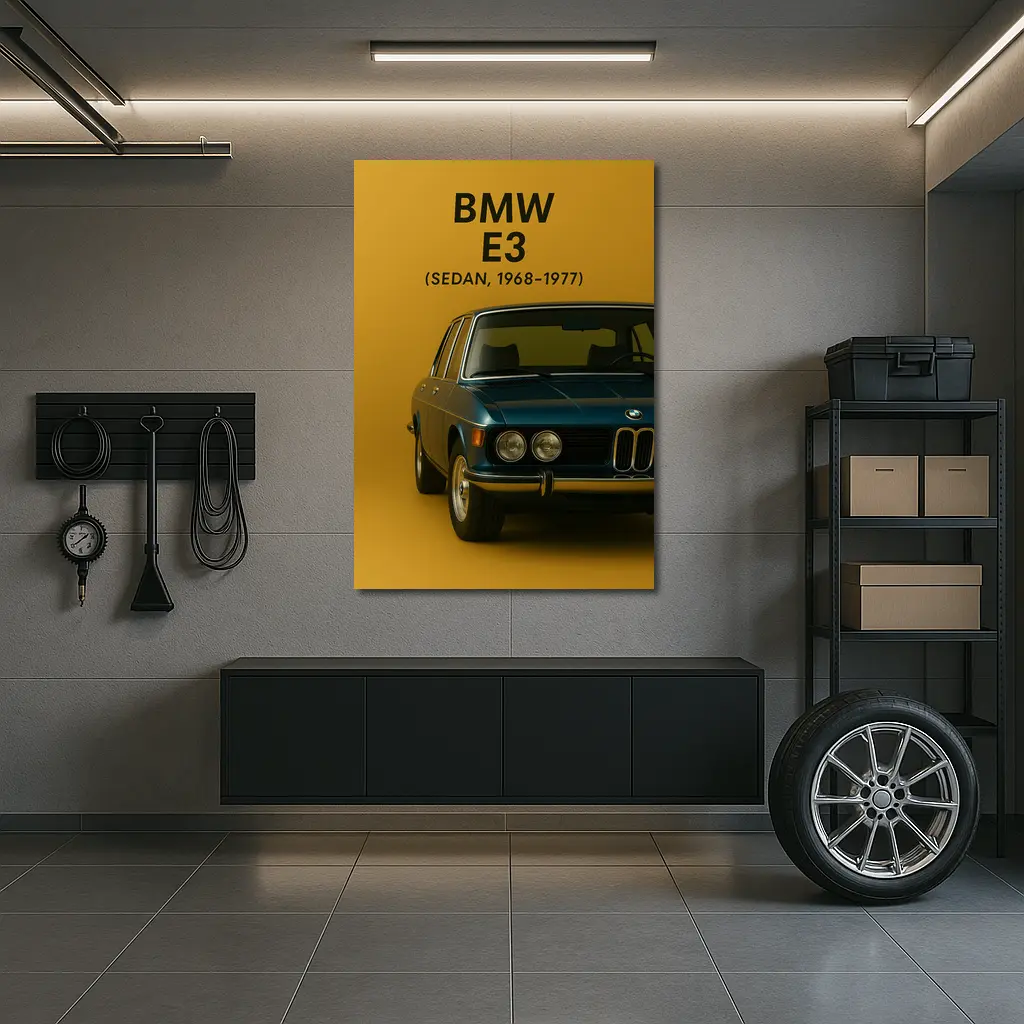 BMW E3 Sedan Classic Car Gold Background – Wall Art