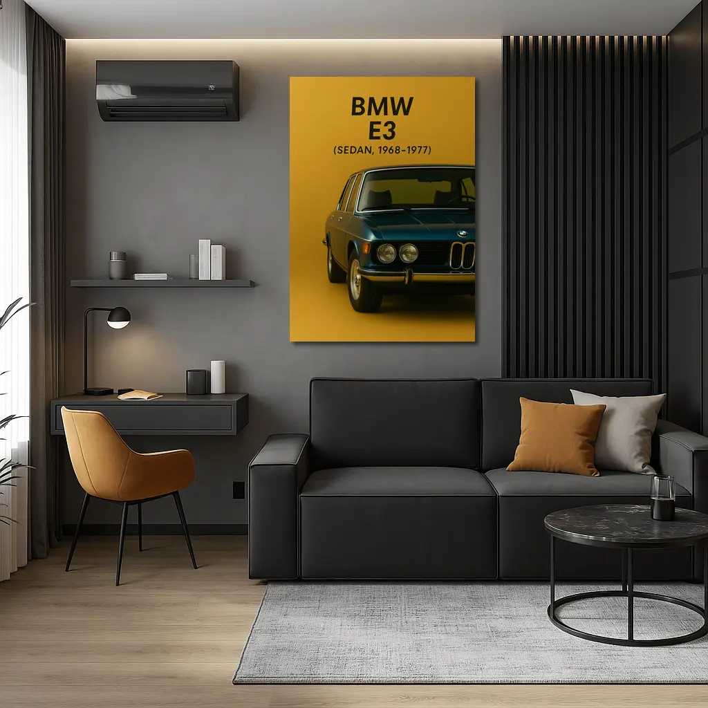 BMW E3 Sedan Classic Car Gold Background – Wall Art