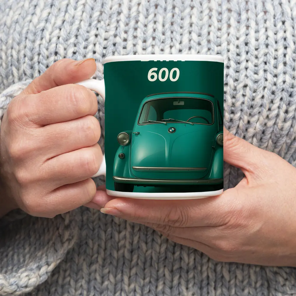 BMW 600 Classic Microcar Teal Green Background – Mugs