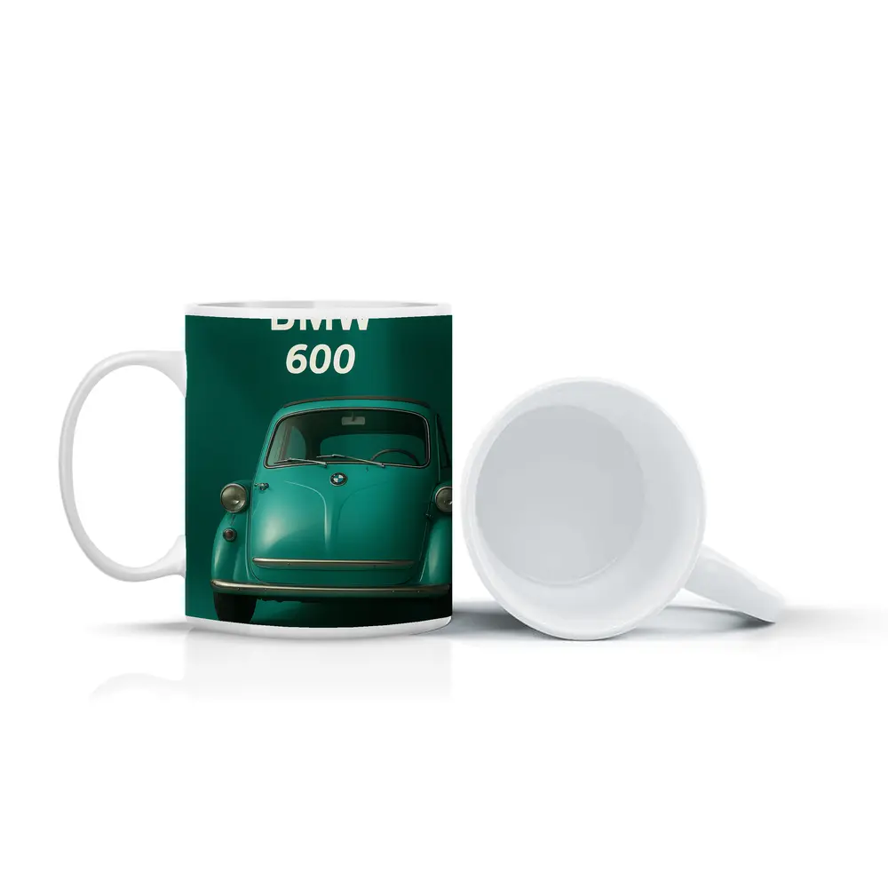 BMW 600 Classic Microcar Teal Green Background – Mugs