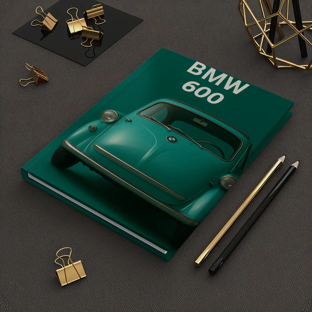 BMW 600 Classic Microcar Teal Green Background – Notebooks