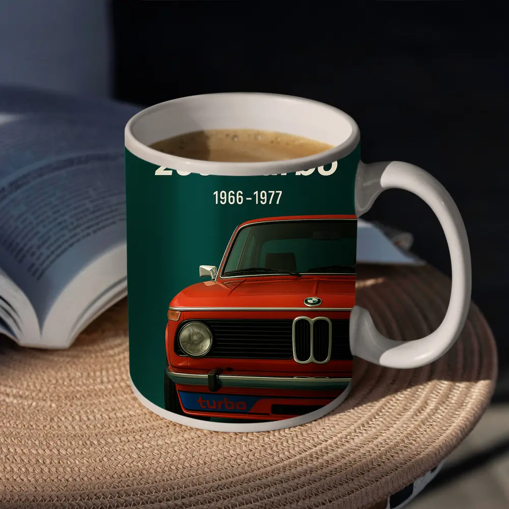 BMW 2002 Turbo Classic Red Car Art – Mugs