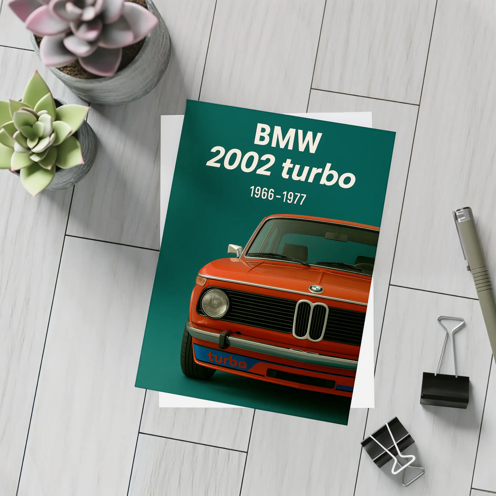 BMW 2002 Turbo Classic Red Car Art – Postcards