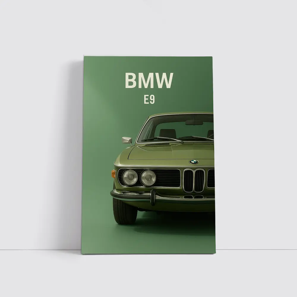 BMW E9 Classic Coupe Green Studio – Wall Art
