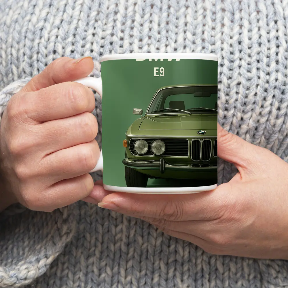BMW E9 Classic Coupe Green Studio – Mugs