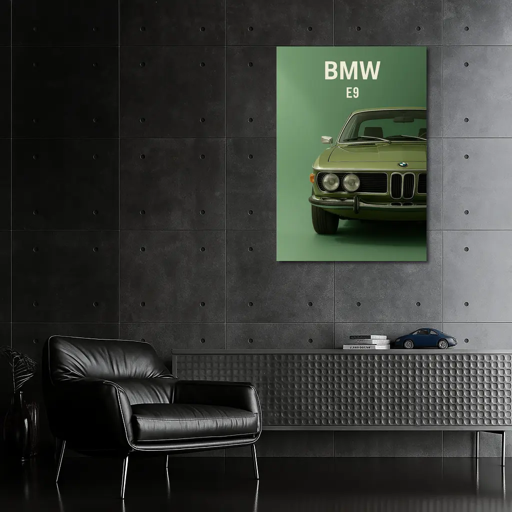 BMW E9 Classic Coupe Green Studio – Wall Art