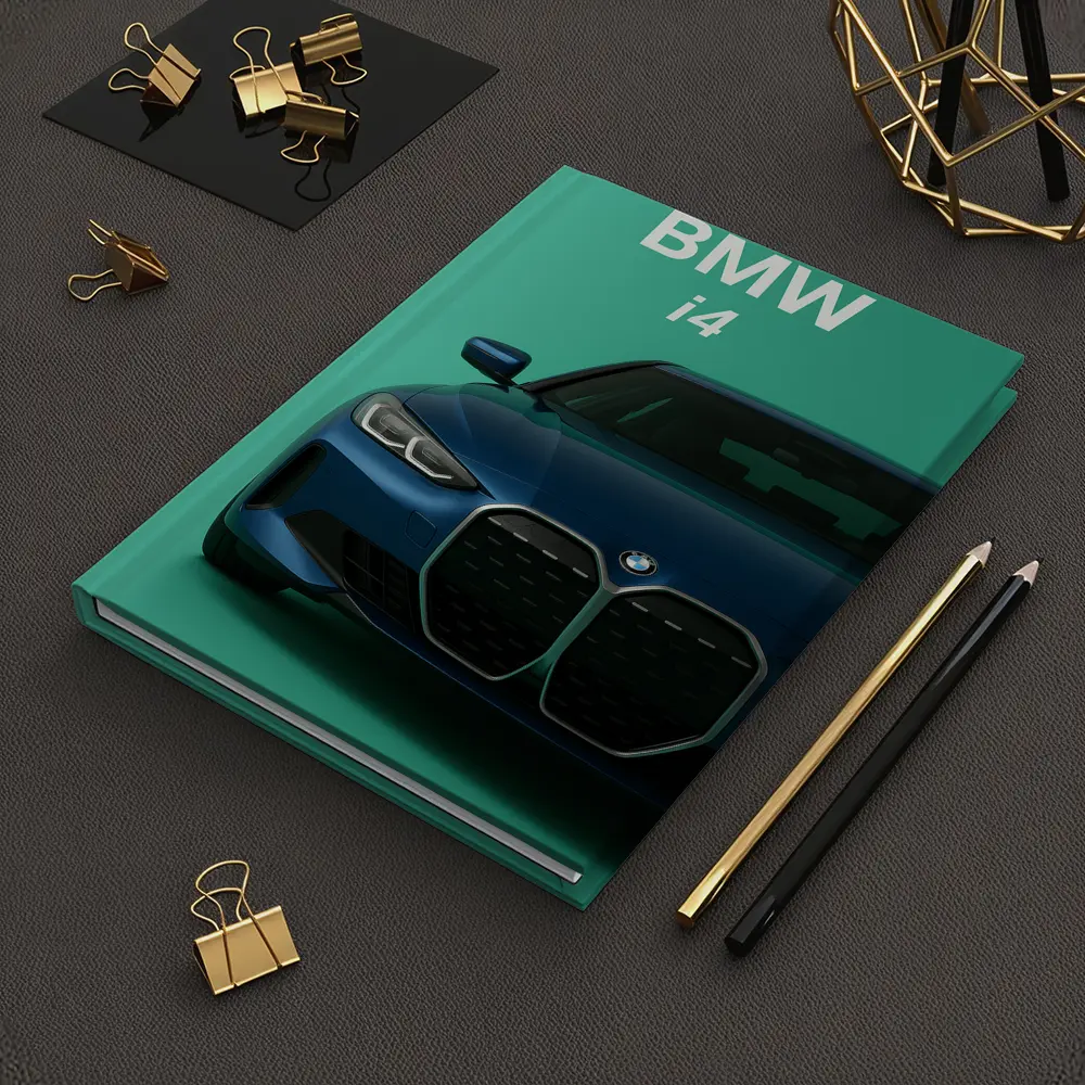 BMW i4 Front View Green Background – Notebooks