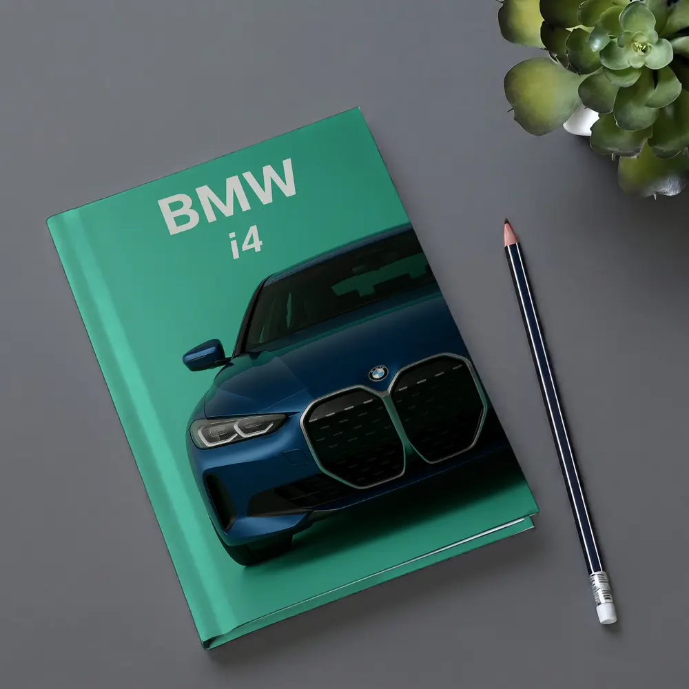 BMW i4 Front View Green Background – Notebooks